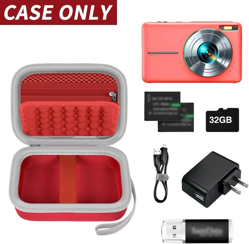 Grapsa Digital Camera Case for CAMKORY/for Kodak Pixpro/for VAHOIALD/for Sony DSCW800 830/ for Canon PowerShot 180 190. Kids Vlogging Cameras Storage Holder for Accessories (Box Only)-Red - Image 2